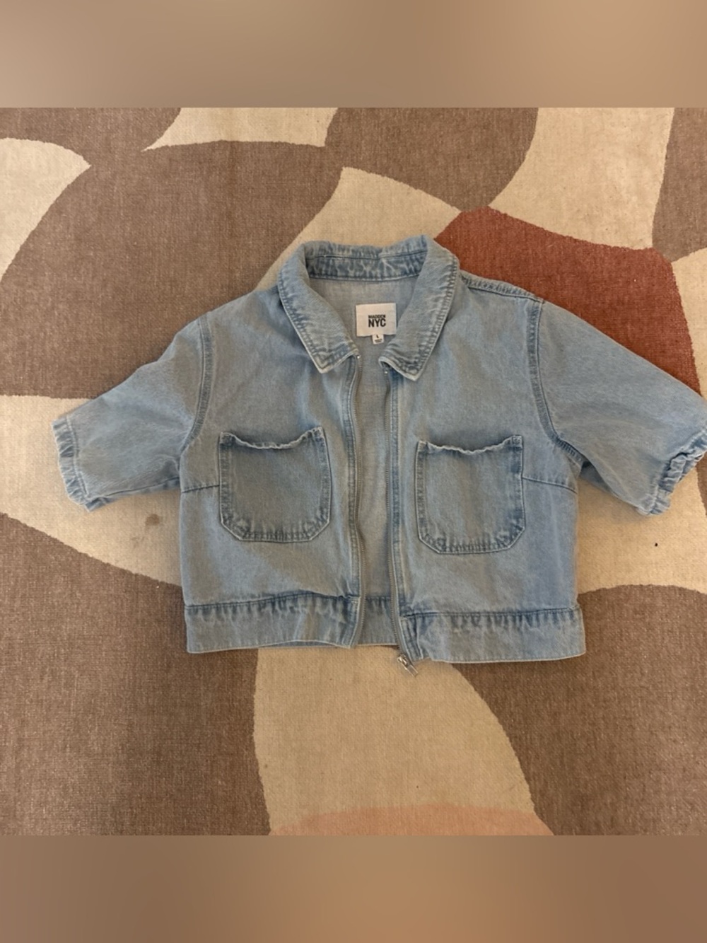 Steve Madden Light Blue Cropped Denim Jacket